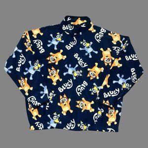 Bluey & Bingo Jacket Disney Polar Fleece Adult XL Unisex Blue Pockets Cozy NEW